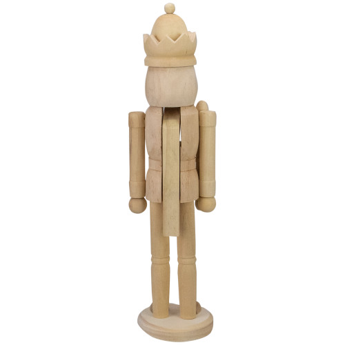 14.75" Unfinished Paintable Wooden Christmas Nutcracker with a Crown