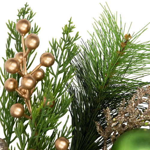 Ornaments and Berries Glittered Artificial Christmas Wreath - 24" - Unlit