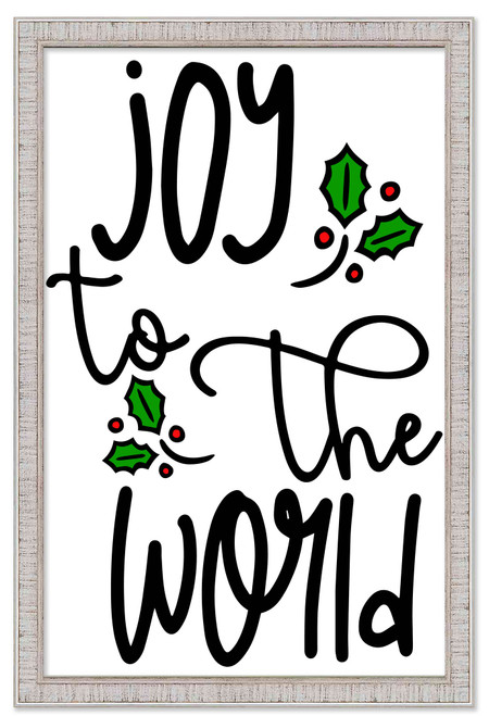 Joy to the World Mistletoes 14.5" x 19.5" Framed Christmas Wall Decor Art Print Sign Poster in a White Wooden Frame with UV Acrylic and Hangers