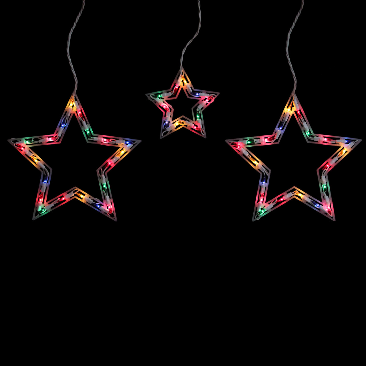 Star Shaped Mini Icicle Christmas Lights - 7' - Multi-Color - White Wire