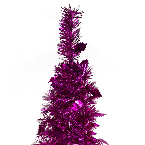 6' Pink Tinsel Pop-Up Artificial Christmas Tree, Unlit