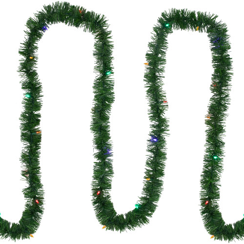18' x 3" Pre-Lit Pine Artificial Christmas Garland, Multicolor LED Lights