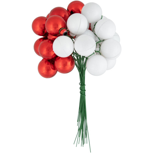 6.75" Shiny Red and White Shatterproof Ball Ornament Christmas Pick