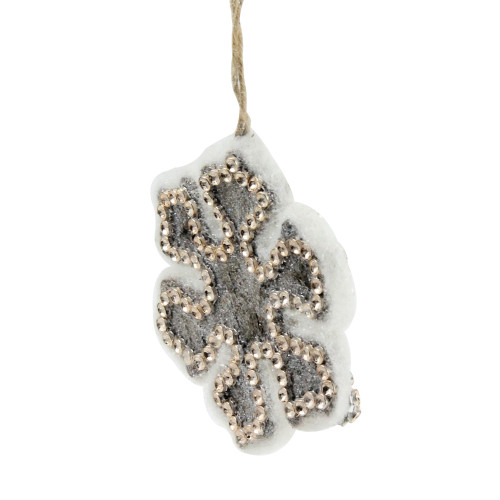 4" Gray and Gold Decorative Snowflake Christmas Ornament