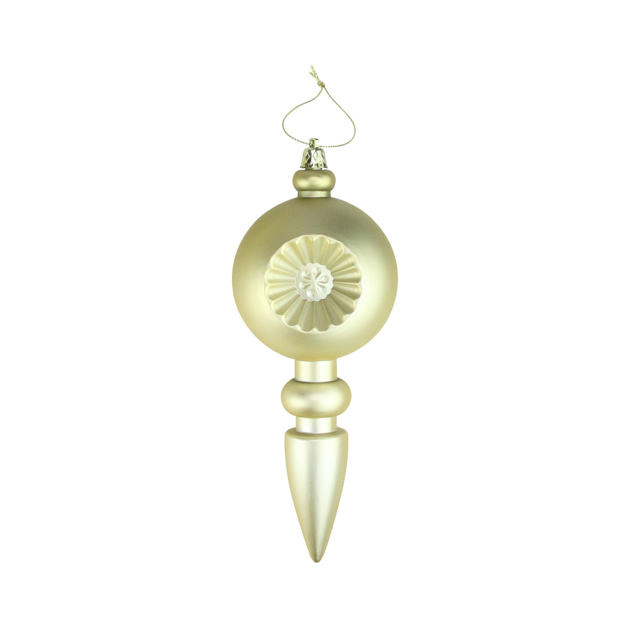 4ct Matte Gold Retro Reflector Shatterproof Christmas Finial Ornaments 7.5"