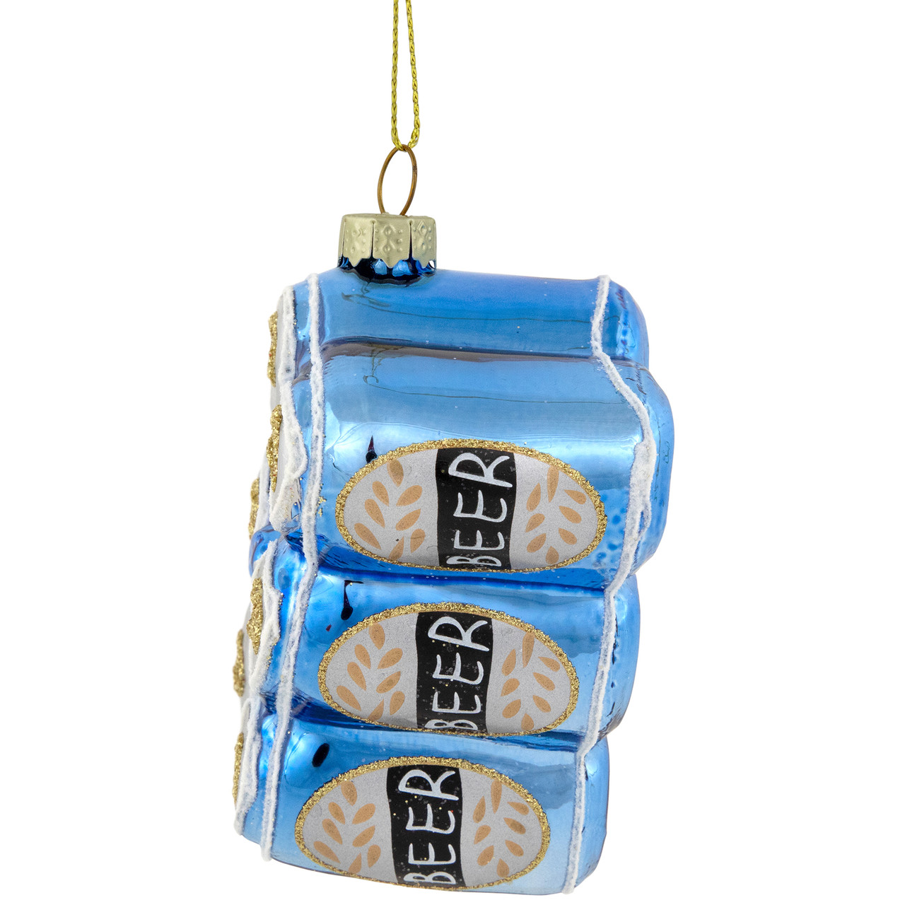 3" Six Pack Canned Beer Glass Christmas Ornament