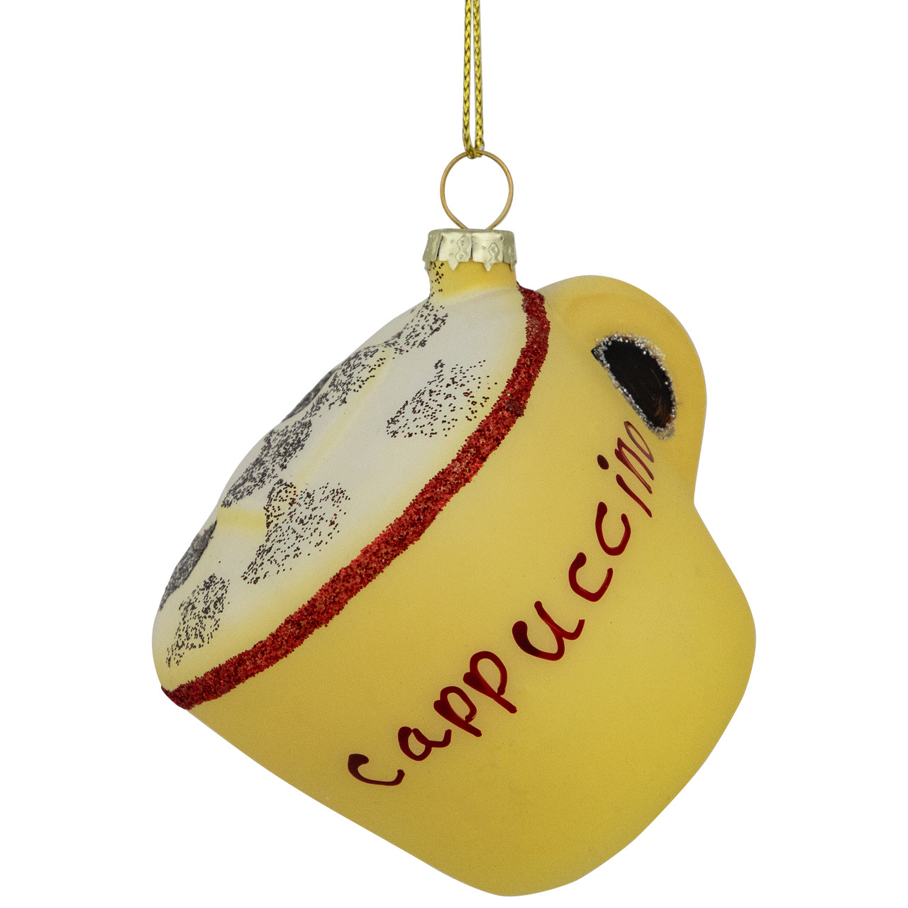 4" Glittered Cappucino Glass Christmas Ornament