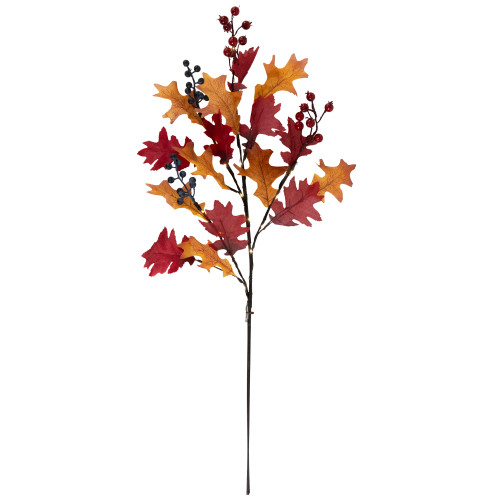 Lighted Berries and Leaves Fall Harvest Spray - 29" - Warm White