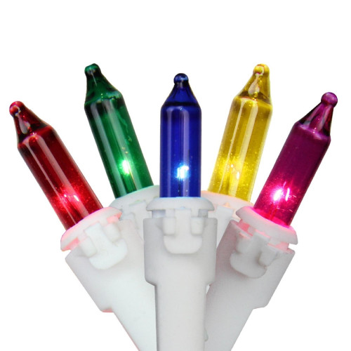 50-Count Multi-Color Mini Icicle Christmas Light Set - 6ft White Wire