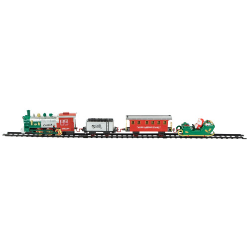 16 Pc Silver and Red Battery Operated Lighted and Animated Christmas Holiday Train Set with Sound