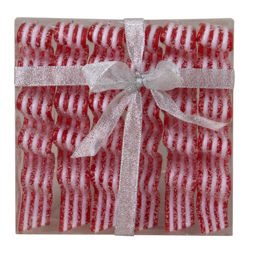 6ct Red and White Striped Ribbon Candy Christmas Ornaments 5.75"