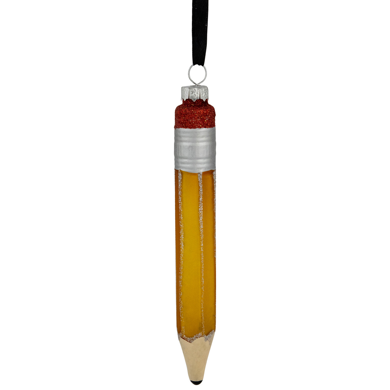 5.75" Glittered Pencil Glass Christmas Ornament