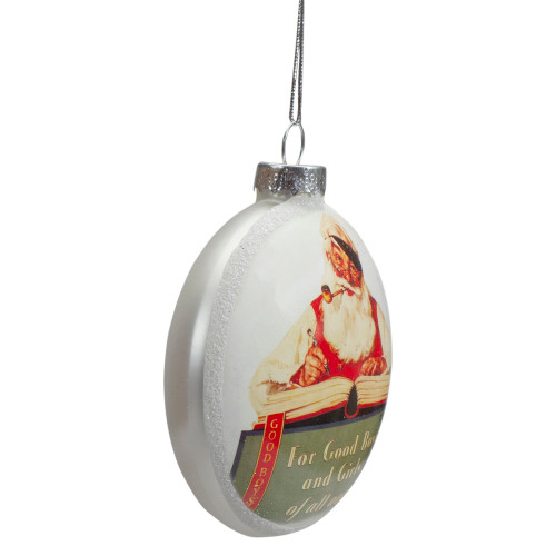 3" Norman Rockwell 'No Christmas Problem Now' Glass Disc Ornament