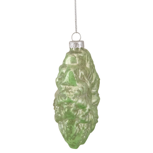 3.75" Green Glittered Poinsettia Flower Glass Christmas Ornament