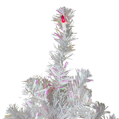 4' Pre-lit White Iridescent Pine Artificial Christmas Tree - Pink Lights