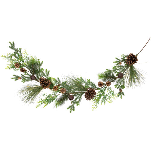 Real Touch?? Jingle Bells and Pinecones Artificial Christmas Garland - 5' x 10" - Unlit
