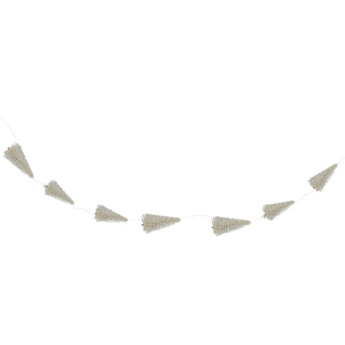 LED Lighted Battery Operated White Mini Sisal Tree Christmas Garland - 6.5' - Warm White Lights