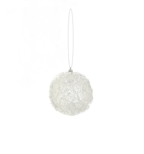 Glittered Clear and Silver Shatterproof Christmas Ball Ornament 4" (100mm)