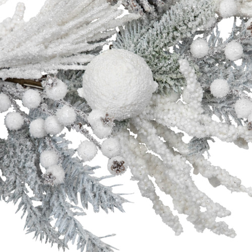 Flocked Berries and Pinecones Artificial Pine Christmas Wreath - 26" - Unlit