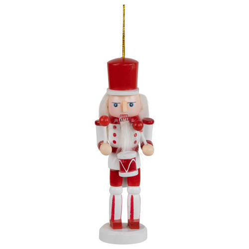 Nutcracker Soldiers Wooden Christmas Ornaments - 5" - Red and White - Set of 4