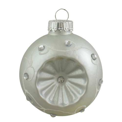 6ct Red and Silver Retro Reflector Matte Glass Christmas Ball Ornament Set 3.25" (82mm)