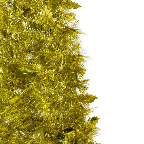 4' Gold Tinsel Pop-Up Artificial Christmas Tree, Unlit