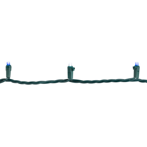 50ct Blue and White LED Wide Angle Mini Christmas Lights, 16.25ft Green Wire