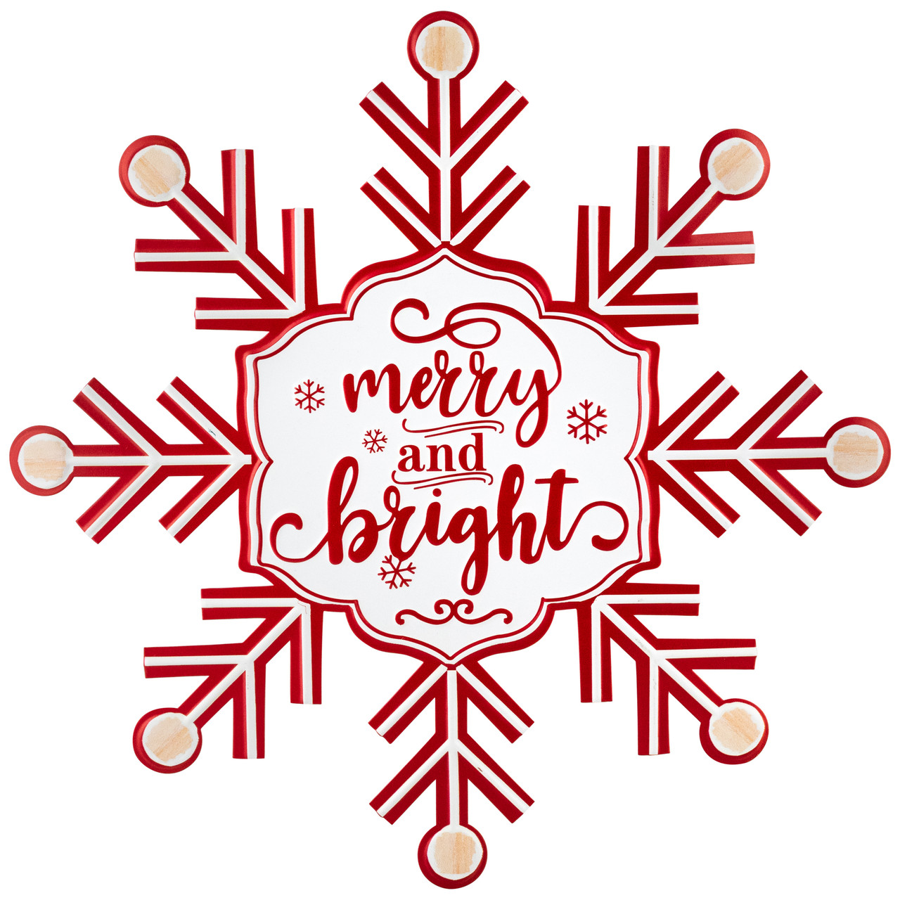 Merry and Bright Snowflake Metal Wall Sign - 15.75"