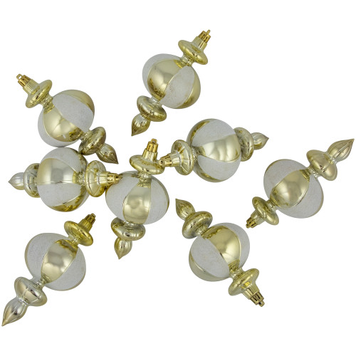 8ct Champagne Shiny Finish Shatterproof Finial Christmas Ornaments, 6"