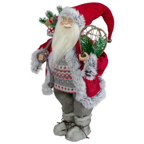 18" Standing Santa Christmas Figure with Snow Shoes and Presents