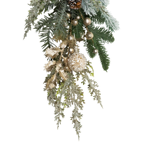 Glittered Mixed Foliage with Ornaments Artificial Christmas Garland - 6' x 7" - Unlit