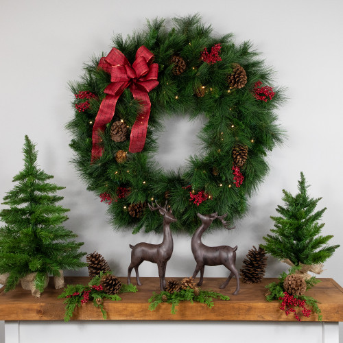 Pre-Lit White Valley Pine Artificial Pinecone Christmas Wreath - 36" - Clear Lights
