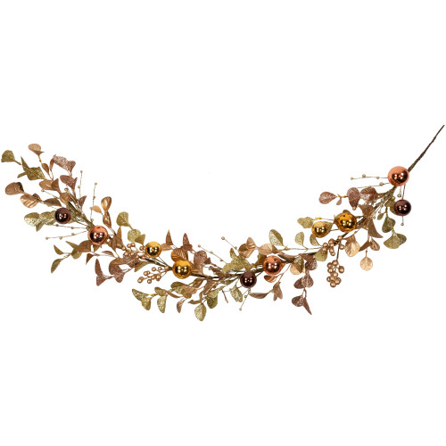 Ball Ornaments Glittered Christmas Garland - 5' x 10" - Gold and Copper Tone