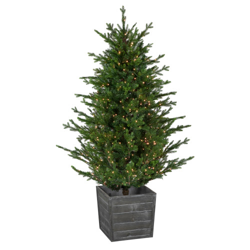 Real Touch?? Pre-Lit Potted Deluxe Russian Pine Artificial Christmas Tree - 6' - Warm White LED Lights