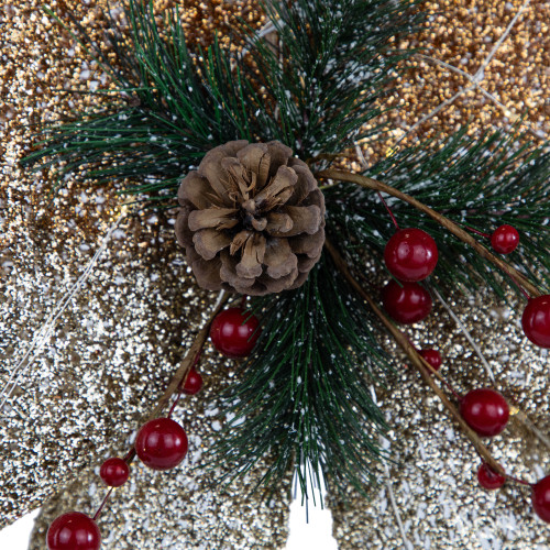 23" LED Lighted Champagne Gold Ombre Mesh Bow Christmas Decoration