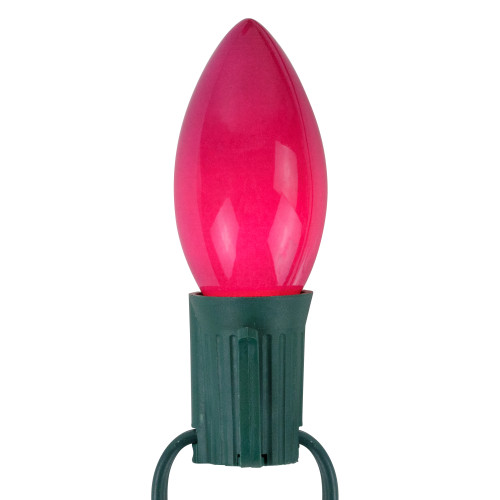 25-Count Opaque Fuchsia Pink C9 Christmas Light Set, 24ft Green Wire
