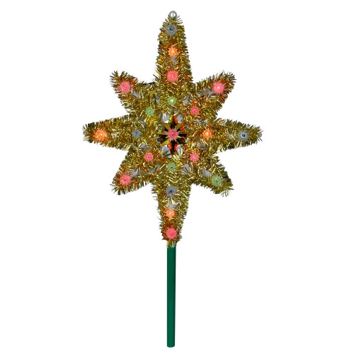 21" Lighted Gold Star of Bethlehem Christmas Tree Topper - Multi-Color Lights