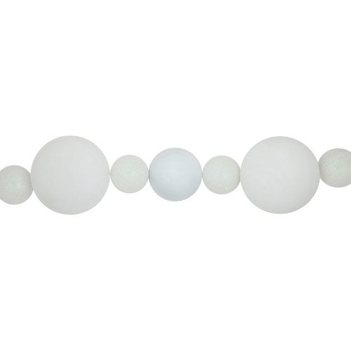 6' White Shatterproof Ball 3-Finish Christmas Garland