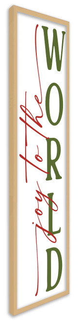 Joy to the World Tall 12.5" x 43.5" Framed Christmas Wall Decor Art Print Sign Poster in a Natural Wooden Frame with UV Acrylic and Hangers