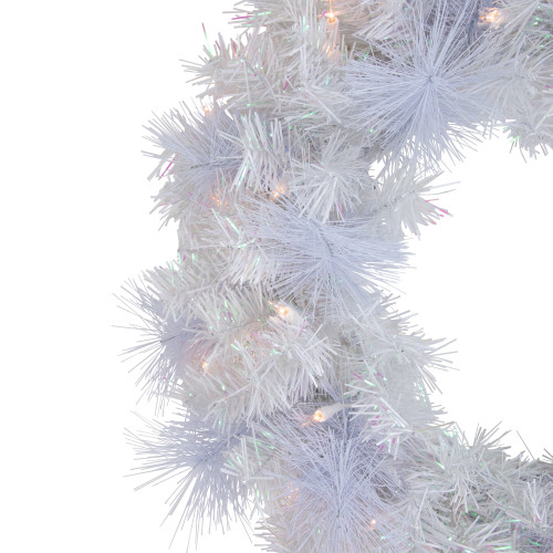 Pre-Lit Vermont White Pine Artificial Christmas Wreath, 24-Inch, Clear Lights