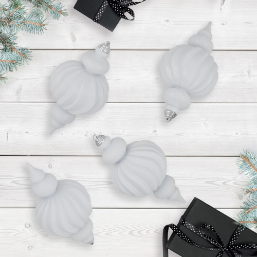 Commercial Size Shatterproof Finial Christmas Ornaments - 10" - White - Set of 4