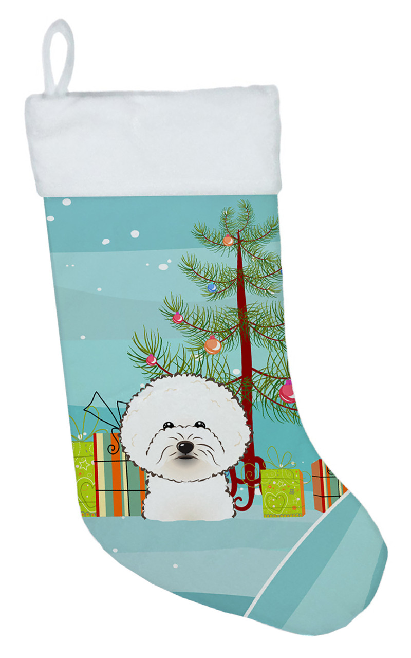Christmas Tree and Bichon Frise Christmas Stocking BB1589CS