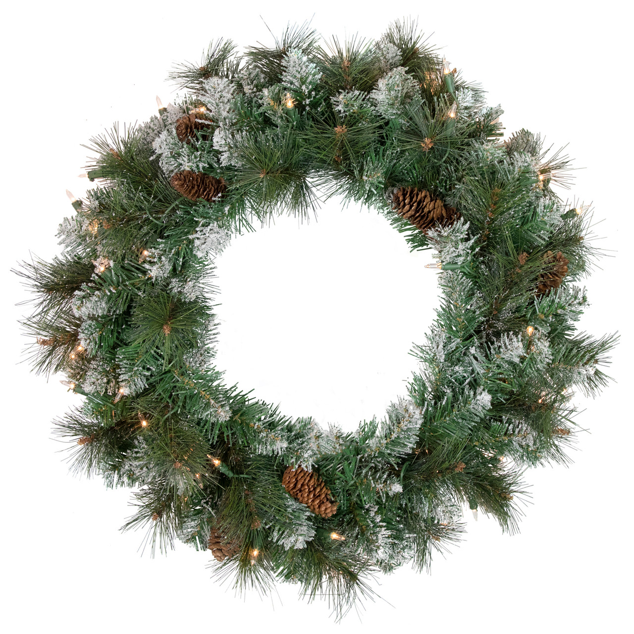 Real Touch?? Pre-Lit Snow Valley Pine Artificial Christmas Wreath - 24" - Clear Lights