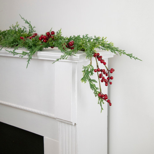 Real Touch?? Iced Berries and Pine Artificial Christmas Garland  - 5' x 10" - Unlit