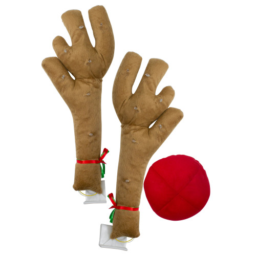 19-Inch Lighted Brown and Red Reindeer Christmas Car Decorating Kit - Universal Size