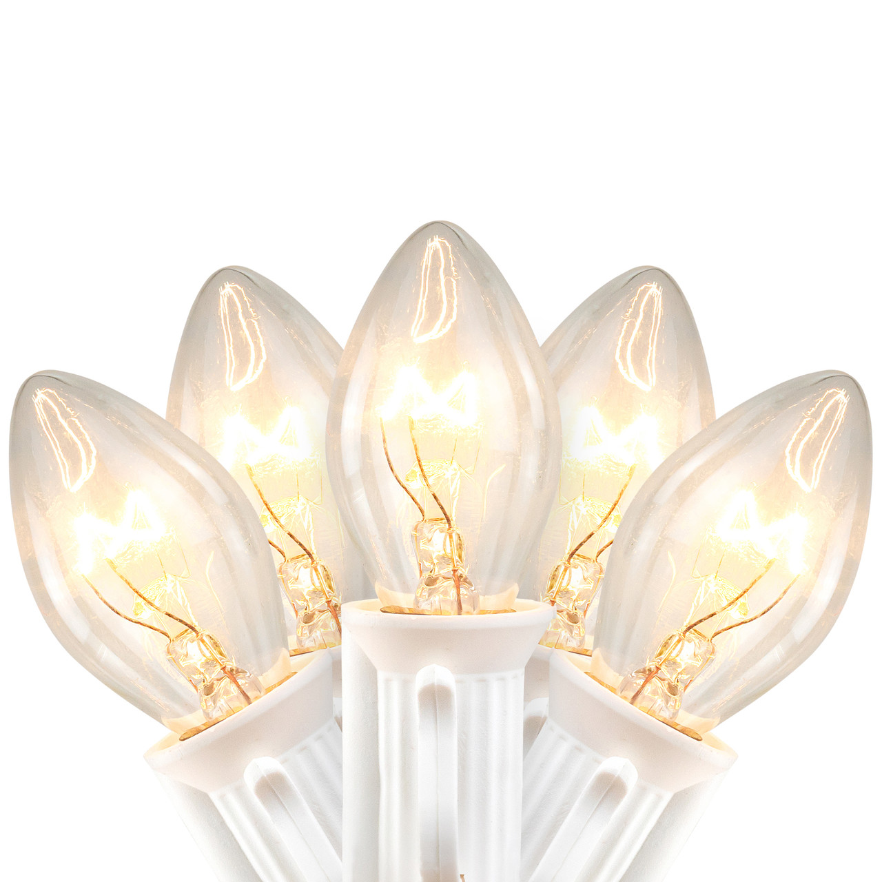 25 Count Clear C7 Christmas Lights, 24ft White Wire