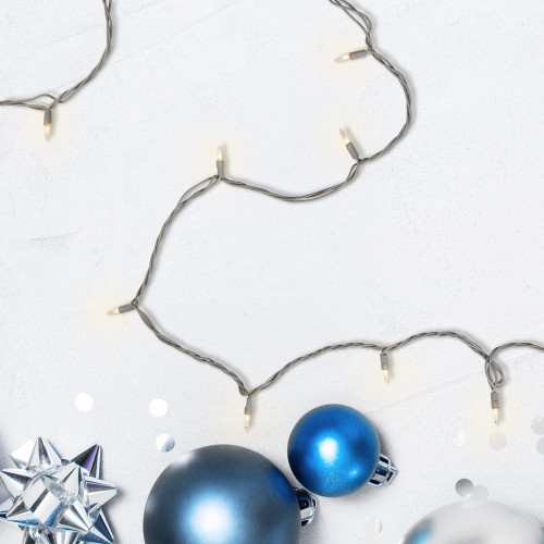 Mini Christmas Commercial Light Set - Clear - 60' Gray Wire - 100ct
