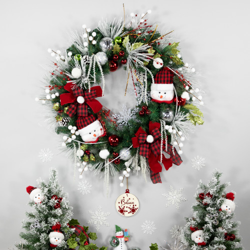 Snowmen and Icicles Pine Artificial Christmas Wreath - 40" - Unlit