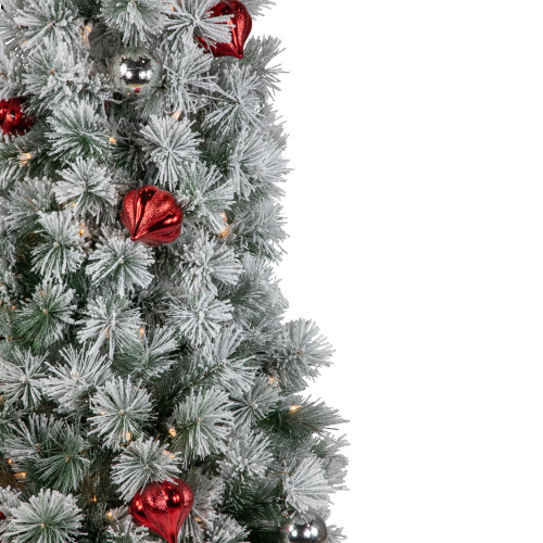 Pre-Lit Snowy Bristle Pine Artificial Christmas Tree - 4.5' - Clear Lights