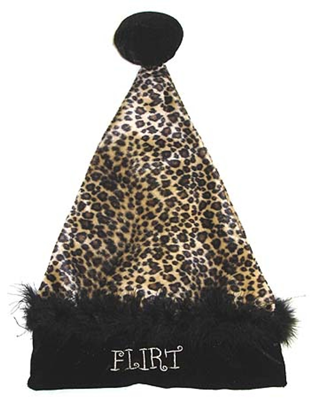 Black and Yellow Leopard Santa Unisex Adult Christmas Hat Costume Accessory - Large
